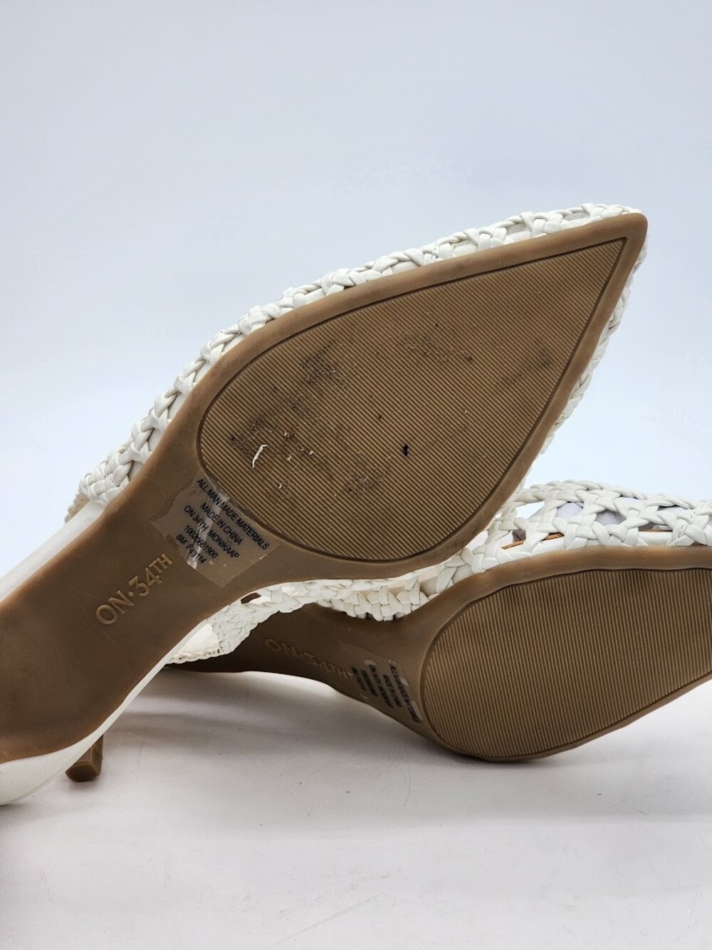 On 34th Monikaar White Linen Woven Slingback Pumps Women’s Size 8M Heels - Picture 11 of 13